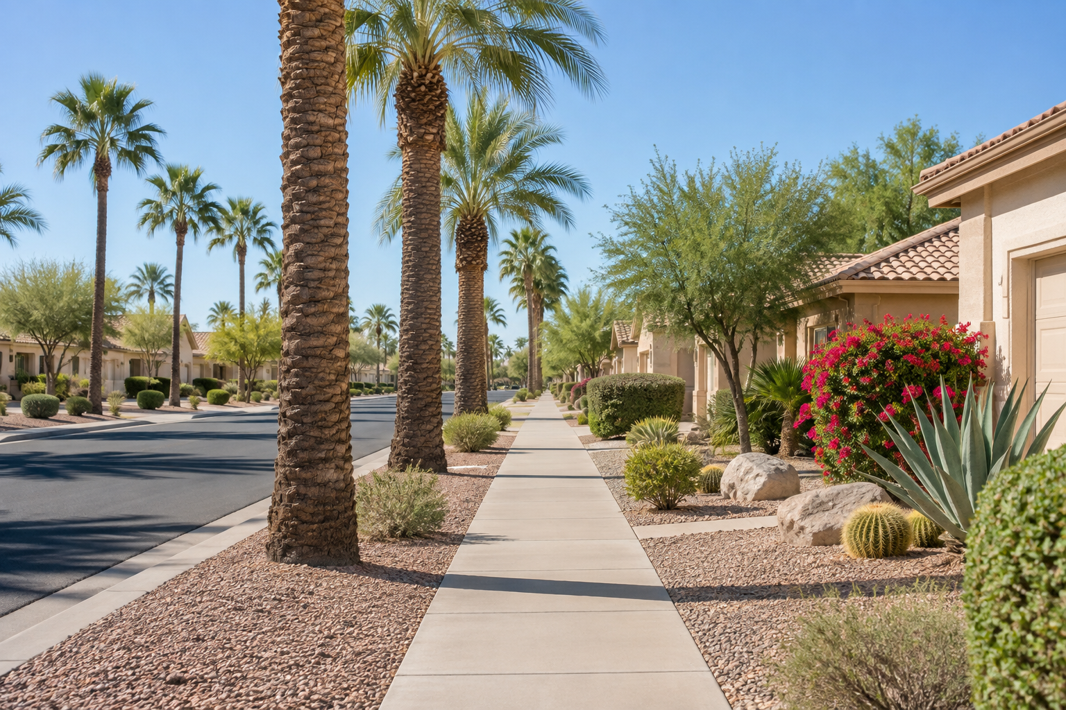 A Glendale, Arizona neighborhood sidewalk, illustrative