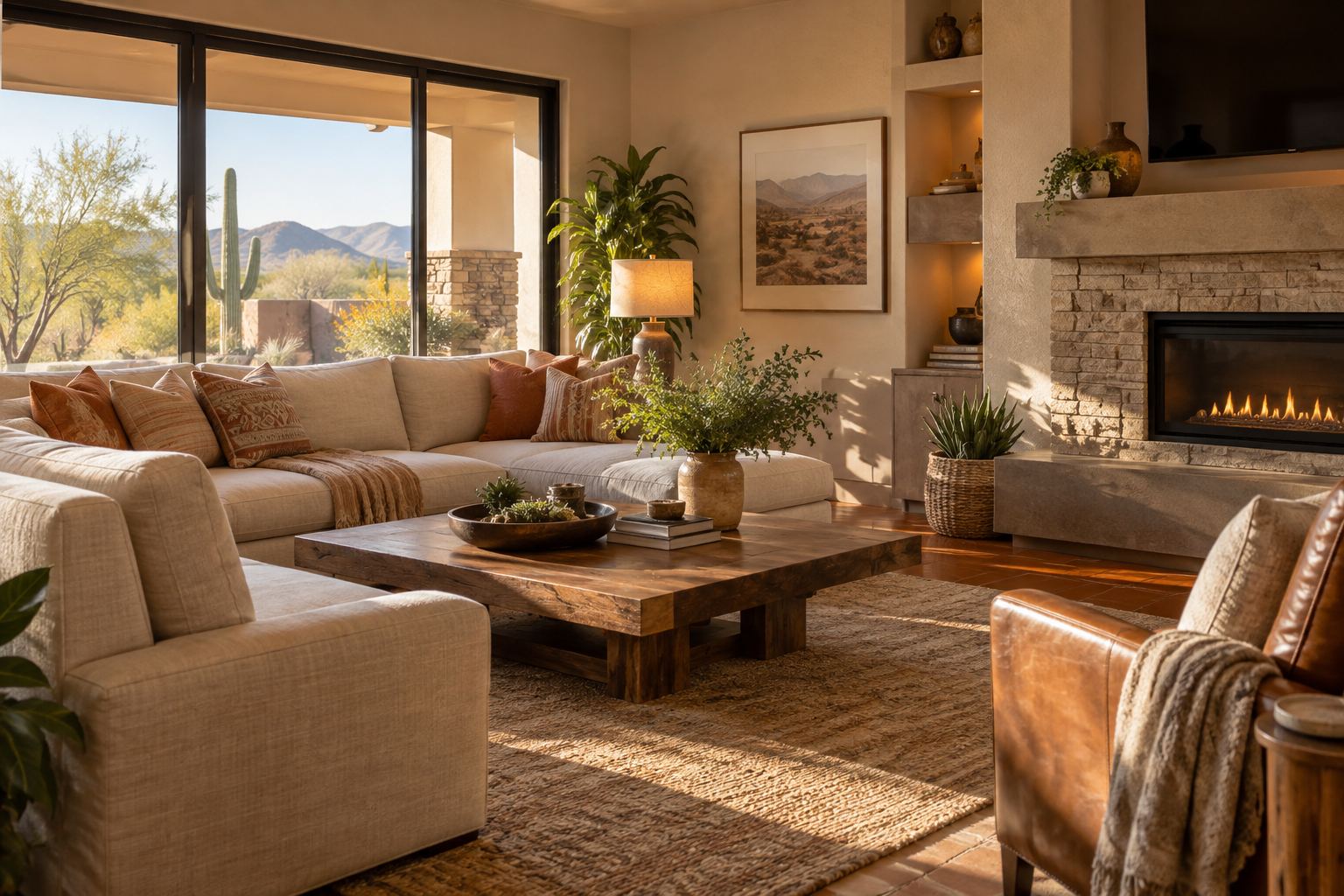 A cozy Phoenix-area home living room, illustrative
