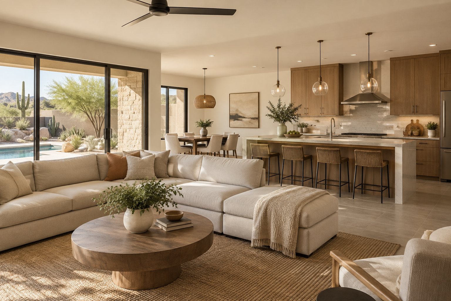 A bright Phoenix-area home interior, illustrative